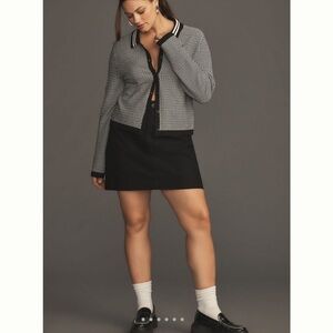 Anthropologie Maeve Black and White Plunging Polo Cardigan Size Small